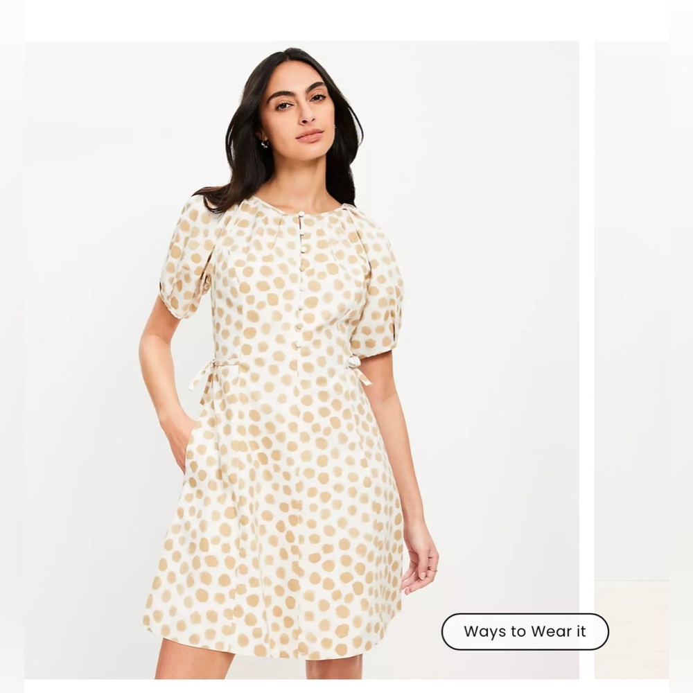 Women’s Loft Dotted Side Tie Mini Pocket Dress